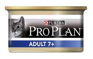 Консервы для кошек Pro Plan Adult +7 для взрослых кошек старше 7 лет с тунцом 85 гр