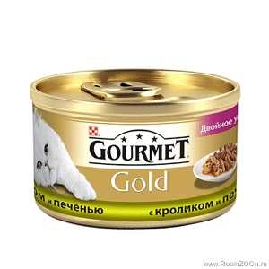 Консервы для кошек Gourmet Gold кусочки в желе кролик с печенью 85 гр