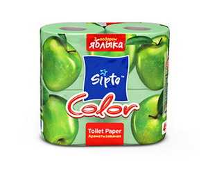 Двухслойная туалетная бумага Sipto Color с ароматом яблока