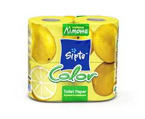 Двухслойная туалетная бумага Sipto Color с ароматом лимона
