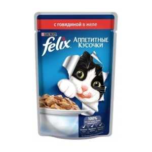 Felix консерва для кошек с говядиной в желе 85 гр