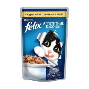 Felix консерва для кошек с курицей и томатами в желе 85 гр