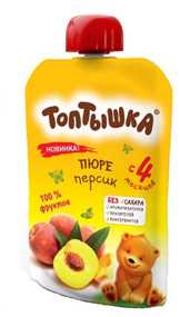 Пюре персиковое Топтышка, 90 грамм