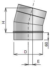 Жесткая вставка для дымохода K15 колено 15 градусов кргуглые
