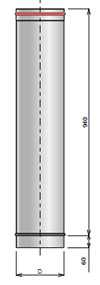 Жесткая вставка для дымохода R10 вставка с резинкой L=1000мм
