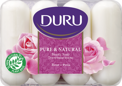 Туалетное мыло DURU PURE&NATURAL Роза 4х85 г 