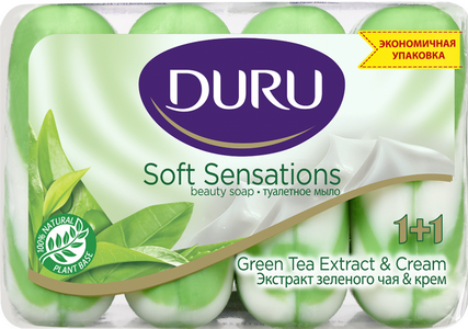 Туалетное мыло DURU 1+1 Soft Sensations Зеленый чай 4x90 г 