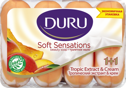 Туалетное мыло DURU 1+1 Soft Sensations Тропический экстракт 4x90 г 