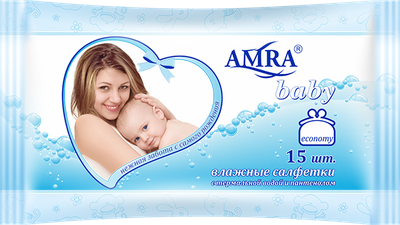 Салфетки влажные для детской гигиены AMRA с термальной водой 15 шт