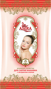 Салфетки влажные для снятия макияжа AMRA с экстрактом хлопка 15 шт