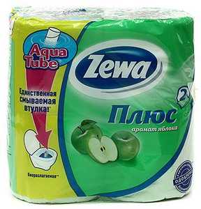 Бумага туалетная Zewa Плюс Яблоко зеленая 4 рулона ширина 90 мм