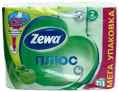 Бумага туалетная Zewa Плюс Яблоко зеленая 12 рулонов ширина 95 мм 