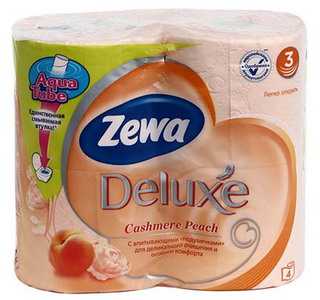 Бумага туалетная Zewa Deluxe Peach бежевая 4 рулона ширина 95 мм 