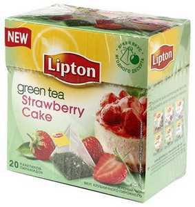 Чай Lipton ароматизированный в пирамидках 28 г Strawberry Cake зеленый