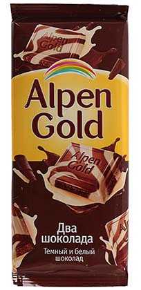 Шоколад Alpen Gold Два шоколада темный и белый шоколад 90 г