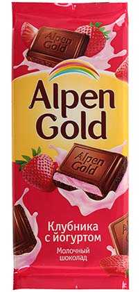 Шоколад Alpen Gold Клубника с йогуртом молочный шоколад 90 г