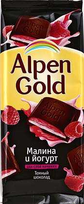 Шоколад Alpen Gold Малина с йогуртом темный шоколад 90 г
