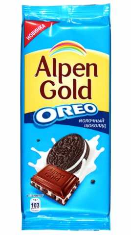 Шоколад Alpen Gold молочный шоколад с начинкой со вкусом ванили и кусочками печенья 95 г