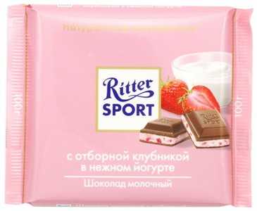 Шоколад Ritter Sport молочный шоколад с клубникой в йогурте 100 г