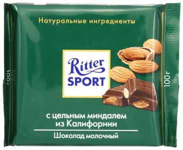 Шоколад Ritter Sport молочный шоколад с цельным миндалем 100 г