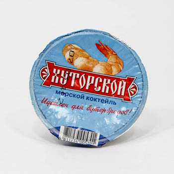 Продукт сырный плавленый Хуторской 50% морской коктейль, 100 г - Милкаком (Беларусь)