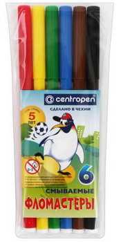 Фломастеры «Пингвины» 6 цветов толщина линии 2 мм, вентилируемый колпачок