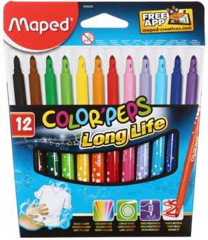 Фломастеры Maped Colour Peps 12 цветов толщина линии 1-3 мм вентилируемый колпачок