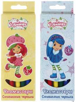 Фломастеры смываемые Strawberry Shortcake 6 цветов толщина линии 1-2 мм вентилируемый колпачок