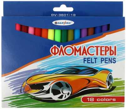 Фломастеры Darvish для мальчиков, 18 цветов, толщина линии 1-2 мм, вентилируемый колпачок