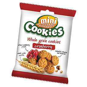 Печенье зерновое Mini Cookies с кусочками клюквы 40 г