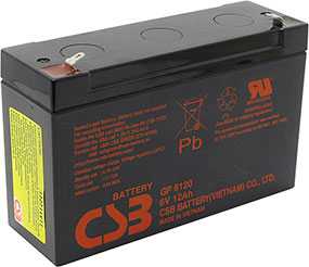 Аккумуляторная батарея 6V/12Ah CSB GP 6120 (F1); 151х94х50 (ШхВхГ)-CSB Battery (Вьетнам)