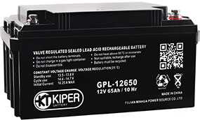 Аккумуляторная батарея 12V/65Ah Kiper GPL-12650; 350x179x167 (ШхВхГ)-Kiper (Китай)
