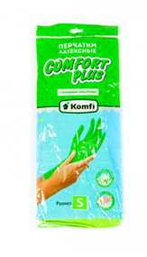 ​Перчатки хозяйственные латексные с хлопковым напылением Komfi Comfort Plus, размер S