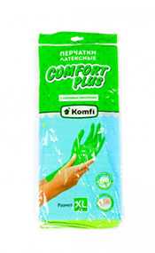 ​Перчатки хозяйственные латексные с хлопковым напылением Komfi Comfort Plus, размер XL