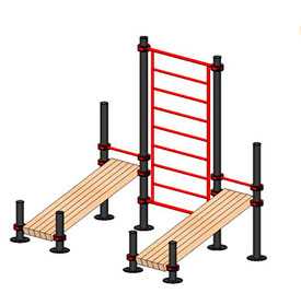 Оборудование для Воркаута Шведская стенка с двумя скамейками для пресса ВКТ 111