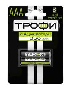 Аккумулятор Трофи HR03-2BL. 650mAh. тип ААА, Трофи (Китай)