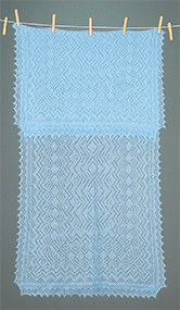 Палантин ажурный пуховый голубой А 14060-04 140х60 см - Оренбургский пуховый платок (Россия)