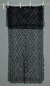 Шарф ажурный пуховый черный А 12040-07, 120х 40 см - Оренбургский пуховый платок (Россия)