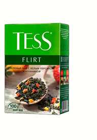 Чай зеленый с клубникой и белым персиком TESS 'Flirt' 100г - TESS (Россия)
