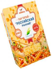 Сыр полутвердый 'Российский ранний' м.д.ж. 45% тертый 