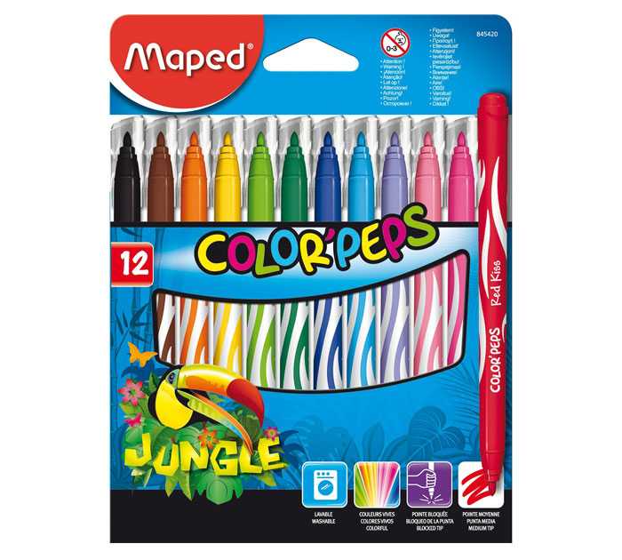 Фломастеры Maped Jungle 12 цветов - MAPED