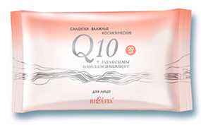 Салфетки влажные косметические омолаживающие для лица, Q10 - БЕЛИТА