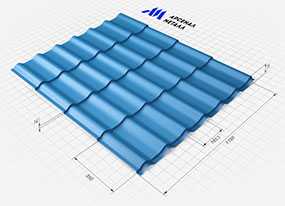 Металлочерепица МОНТЕРРЕЙ (высота=24 мм, шаг волны=350 мм) - АРСЕНАЛМЕТАЛЛ