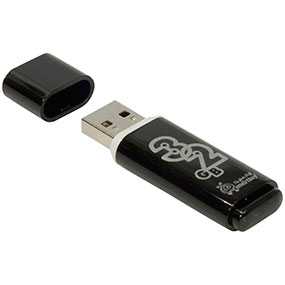 Флэш-накопитель USB Flash Drive SmartBuy Glossy 32 Гб, черный цвет - SMARTBUY
