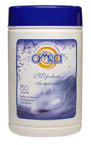 Салфетки влажные AMRA освежающие с ароматом Морская свежесть, в банке, 80 шт - AMRA (Россия)