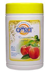 Салфетки влажные AMRA освежающие с ароматом Солнечный персик, в банке, 80 шт - AMRA (Россия)