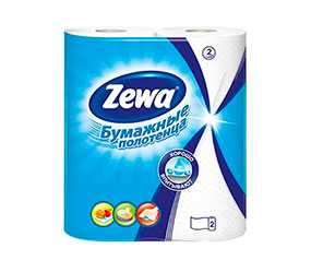 Полотенца бумажные кухонные Zewa, двухслойные, 2 рулона, из вторичного волокна - ЭсСиЭй Хайджин Продактс Раша