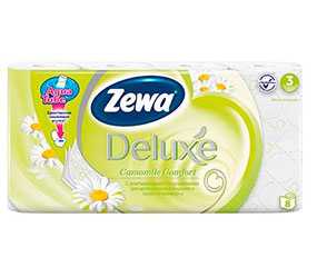 Бумага туалетная Zewa Deluxе с ароматом ромашки, 8 рулонов, трехслойная, целлюлоза - ЭсСиЭй Хайджин Продактс Раша