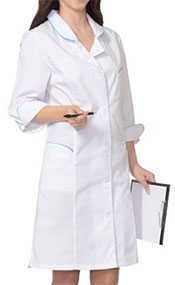 Халат медицинский женский Жасмин, арт.08211, цвет - белый со светло-бирюзовым