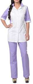 Костюм медицинский женский Иона (блуза, брюки), арт.03443, цвет - белый с сиреневым